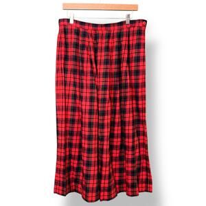 Vintage Orvis Red and Black Plaid Midi Skirt